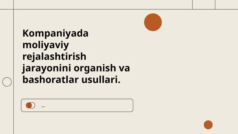 Moliyaviy rejalashtirish jarayoni 1