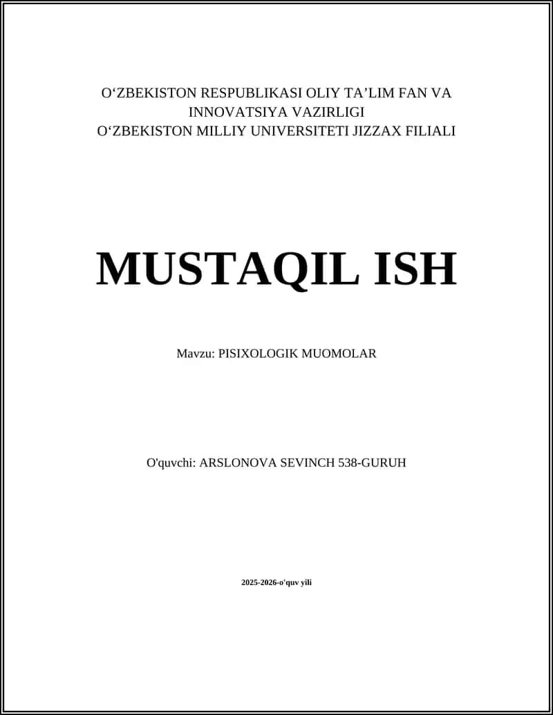 PISIXOLOGIK MUOMOLAR 1