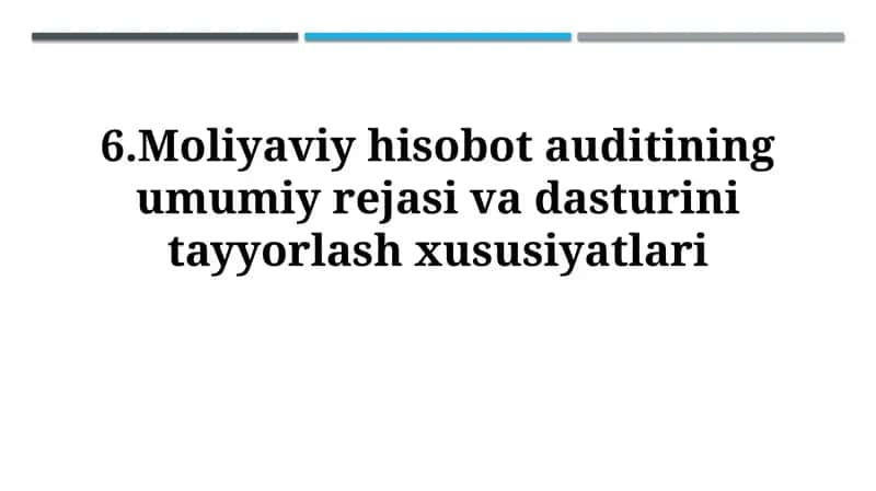 Moliyaviy hisobot auditining umumiy rejasi va dasturinitayyorlashxususiyatlari 1