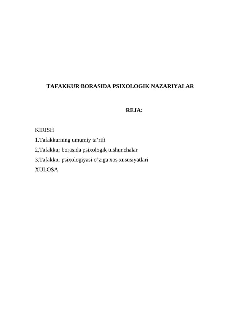 Tafakkur Borasida Psixologik Nazariyalar 1