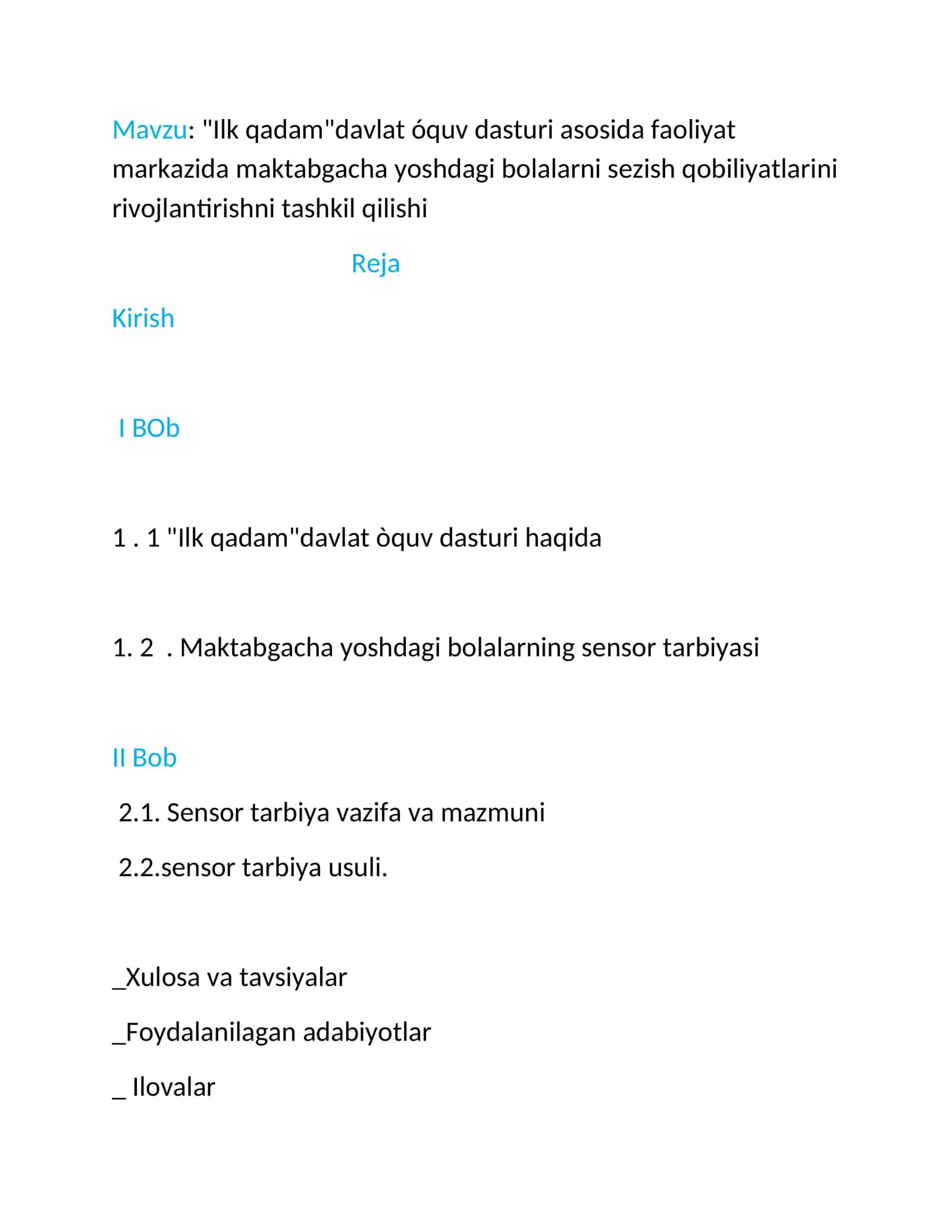"Ilk qadam"davlat òquv dasturi 1