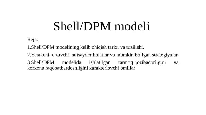Shell/DPM modeli 1