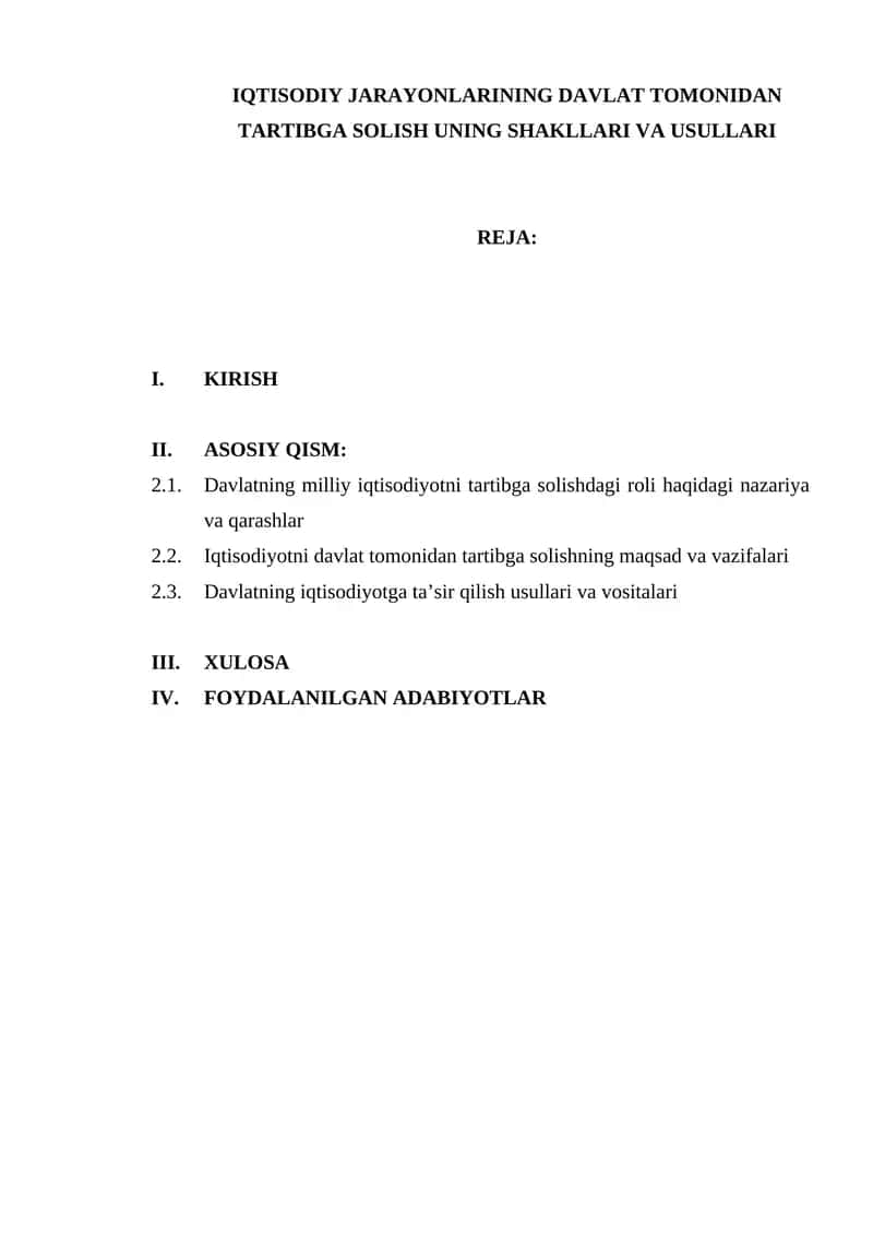 Davlat tomonidan tartibga solish 1