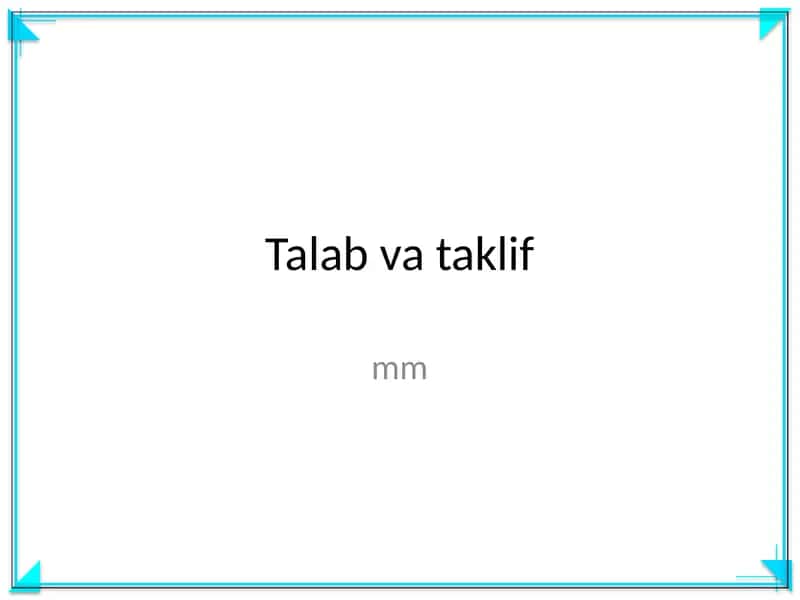 Talab va taklif 1