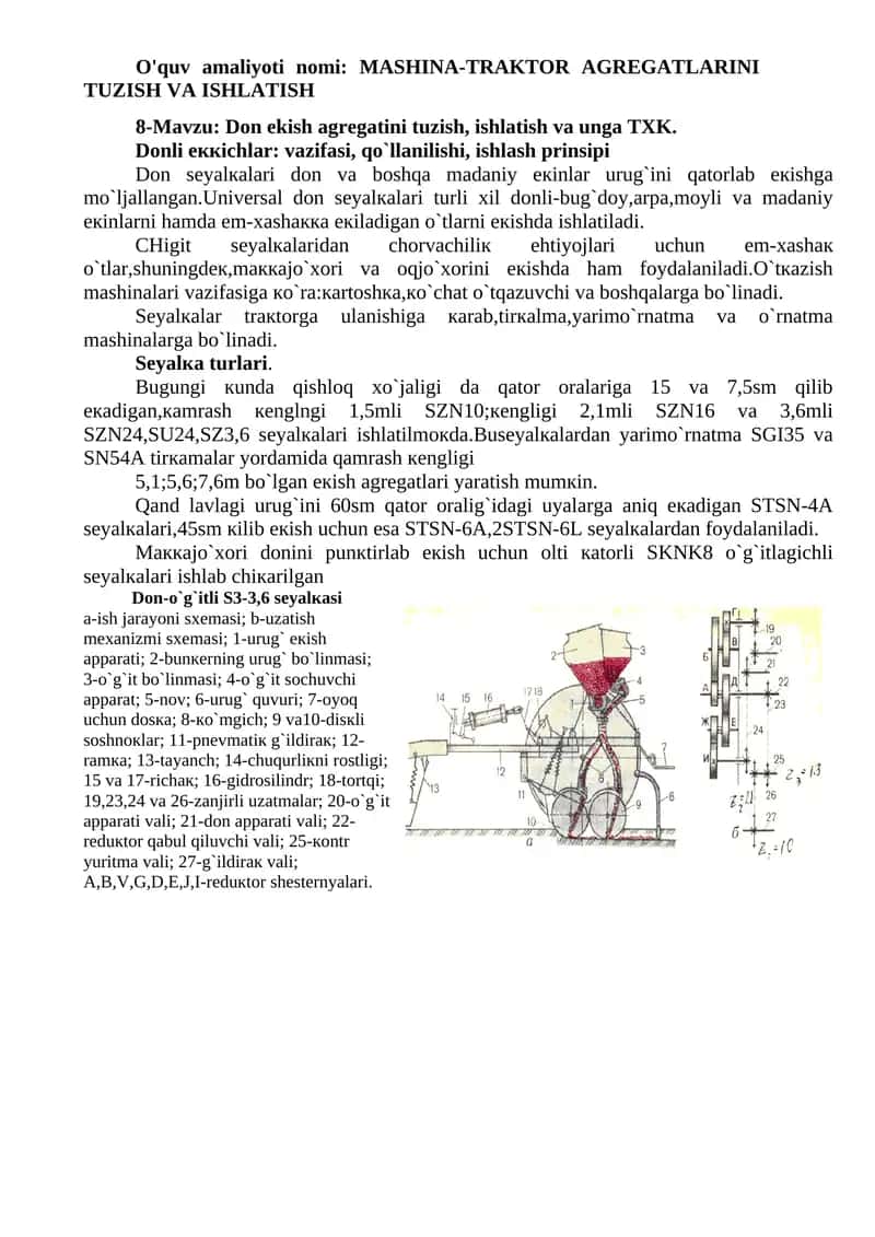 MASHINA-TRAKTOR AGREGATLARINI TUZISH VA ISHLATISH 1
