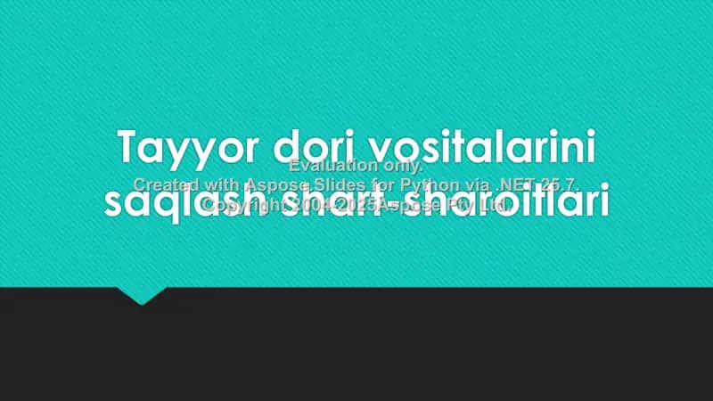 Dori Vositalarini Saqlash shart-sharoitlari 1
