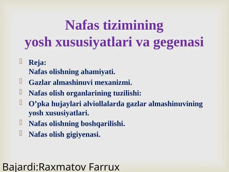 Nafastizimining yosh xususiyatlari va gegenasi 1