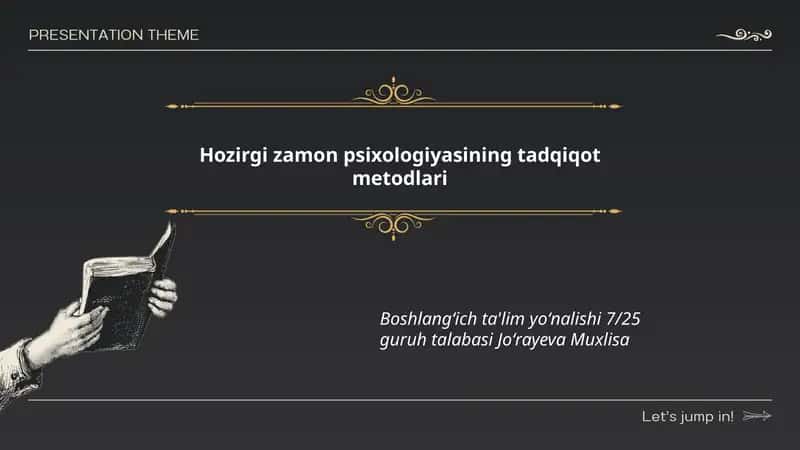 Hozirgi zamon psixologiyasining tadqiqot metodlari 1