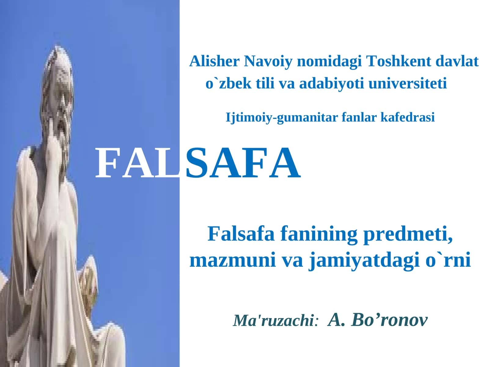 Falsafa Fanining Predmeti 1