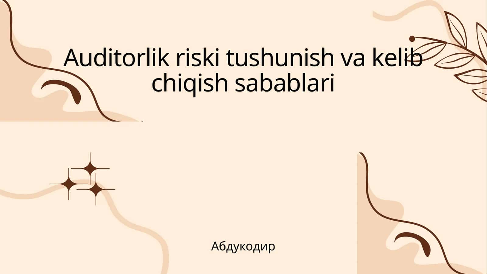 Auditorlik riski tushunish va kelib chiqish sabablari 1