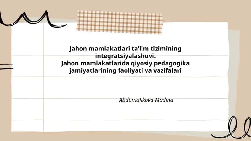 Jahon mamlakatlari ta’lim tizimining integratsiyalashuvi 1