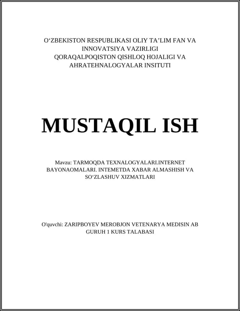 Internetda xabar almashish tizimlari 1