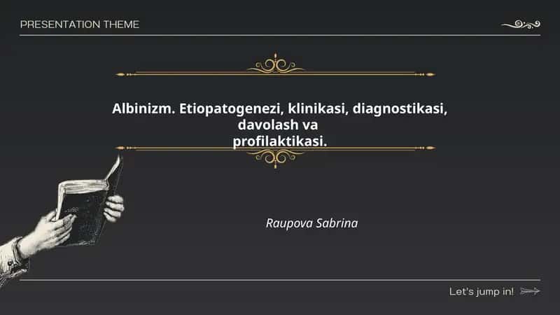 Albinizm. Etiopatogenezi, klinikasi, diagnostikasi, davolash va profilaktikasi 1