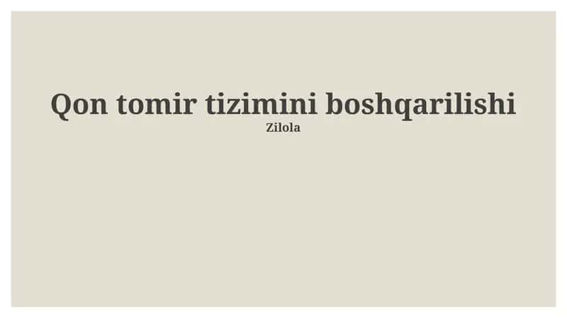 Qon tomir tizimini boshqarilishi 1