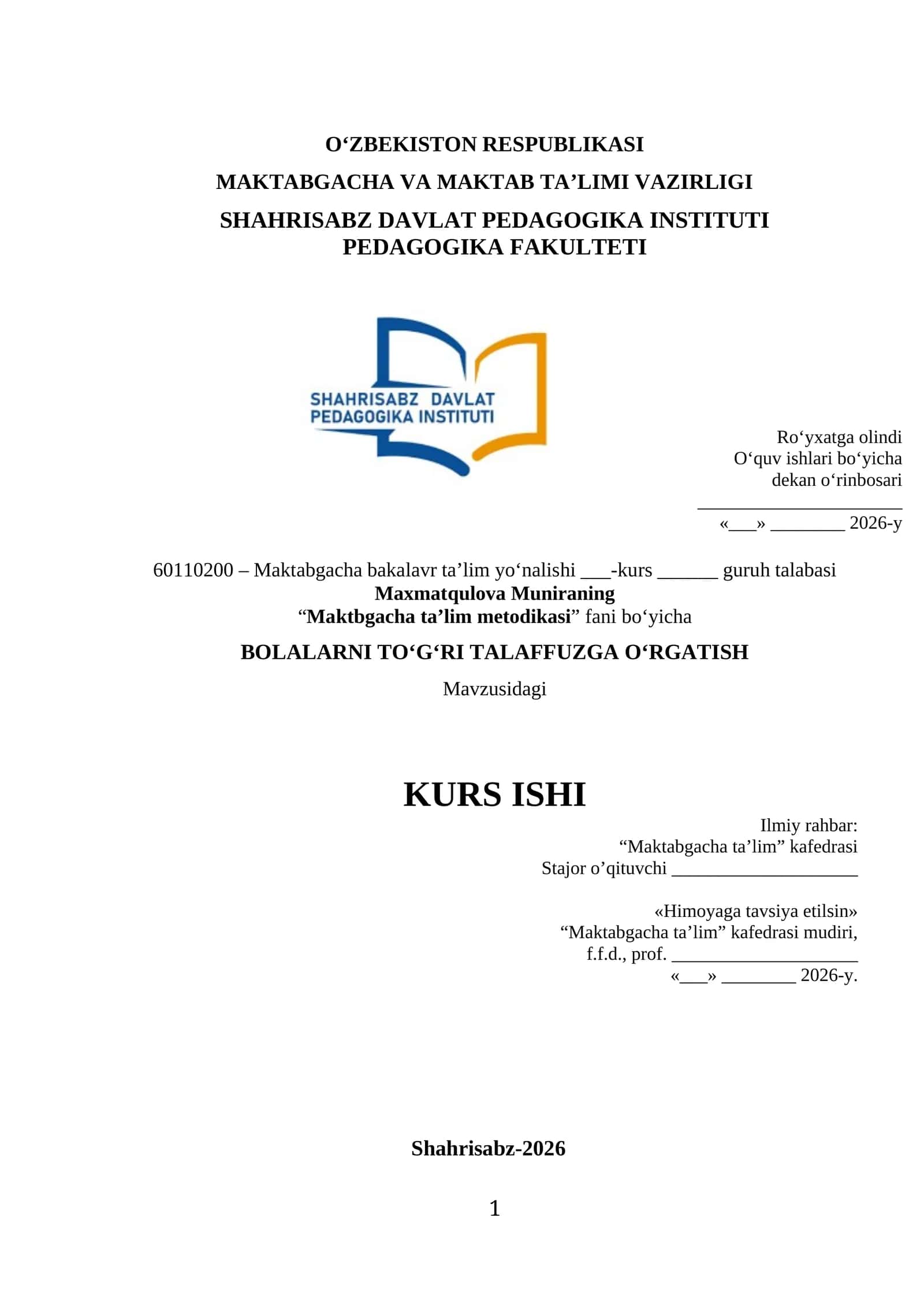 KURS ISHI 1