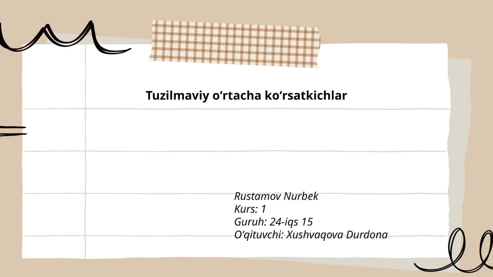 Tuzilmaviy oʻrtacha koʻrsatkichlar 1