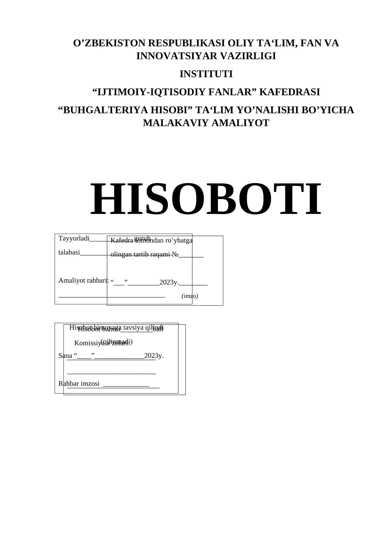 MALAKAVIY AMALIYOT HISOBOTI titul 1