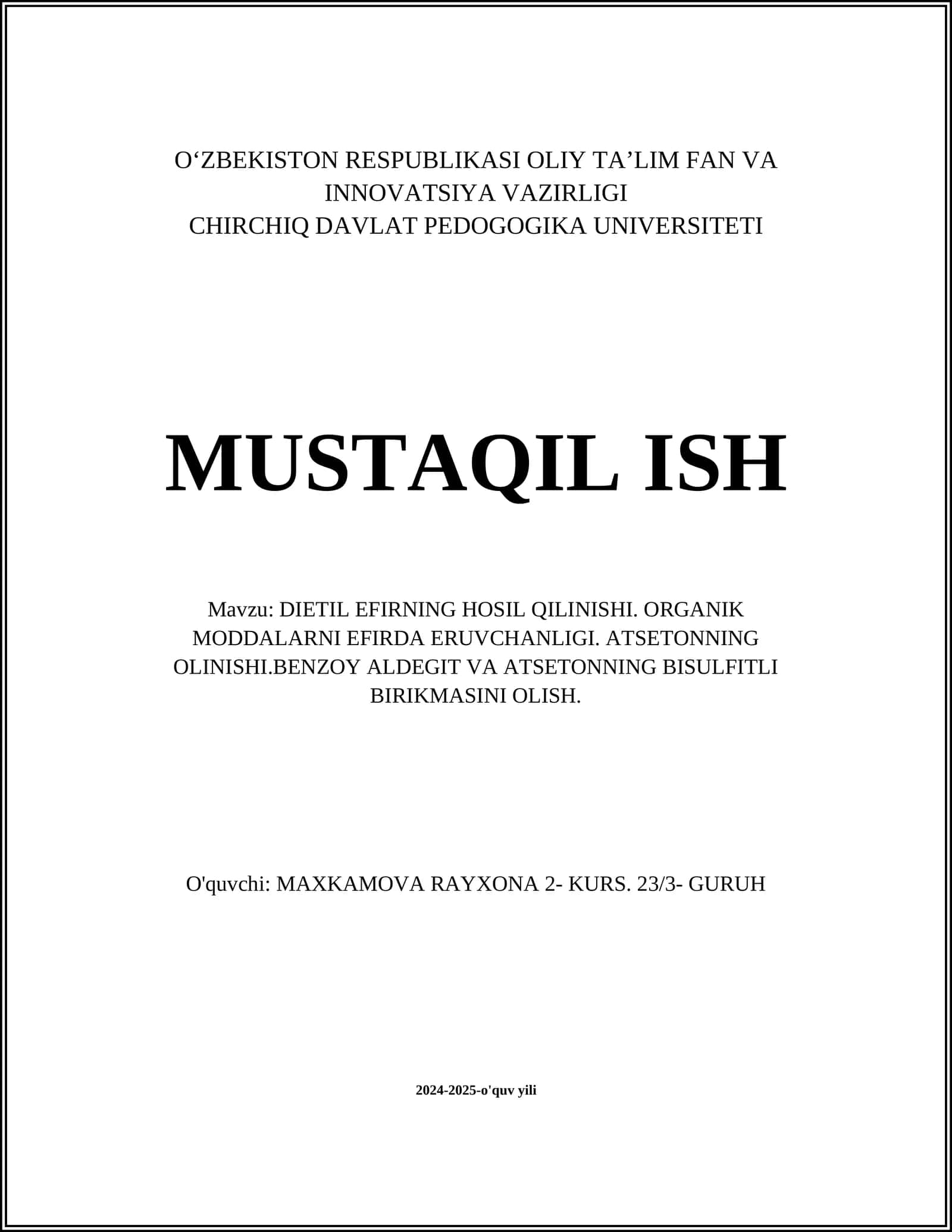 DIETIL EFIRNING HOSIL QILINISHI 1