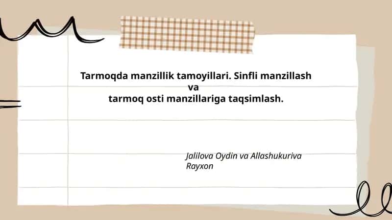 Tarmoqda manzillik tamoyillari 1