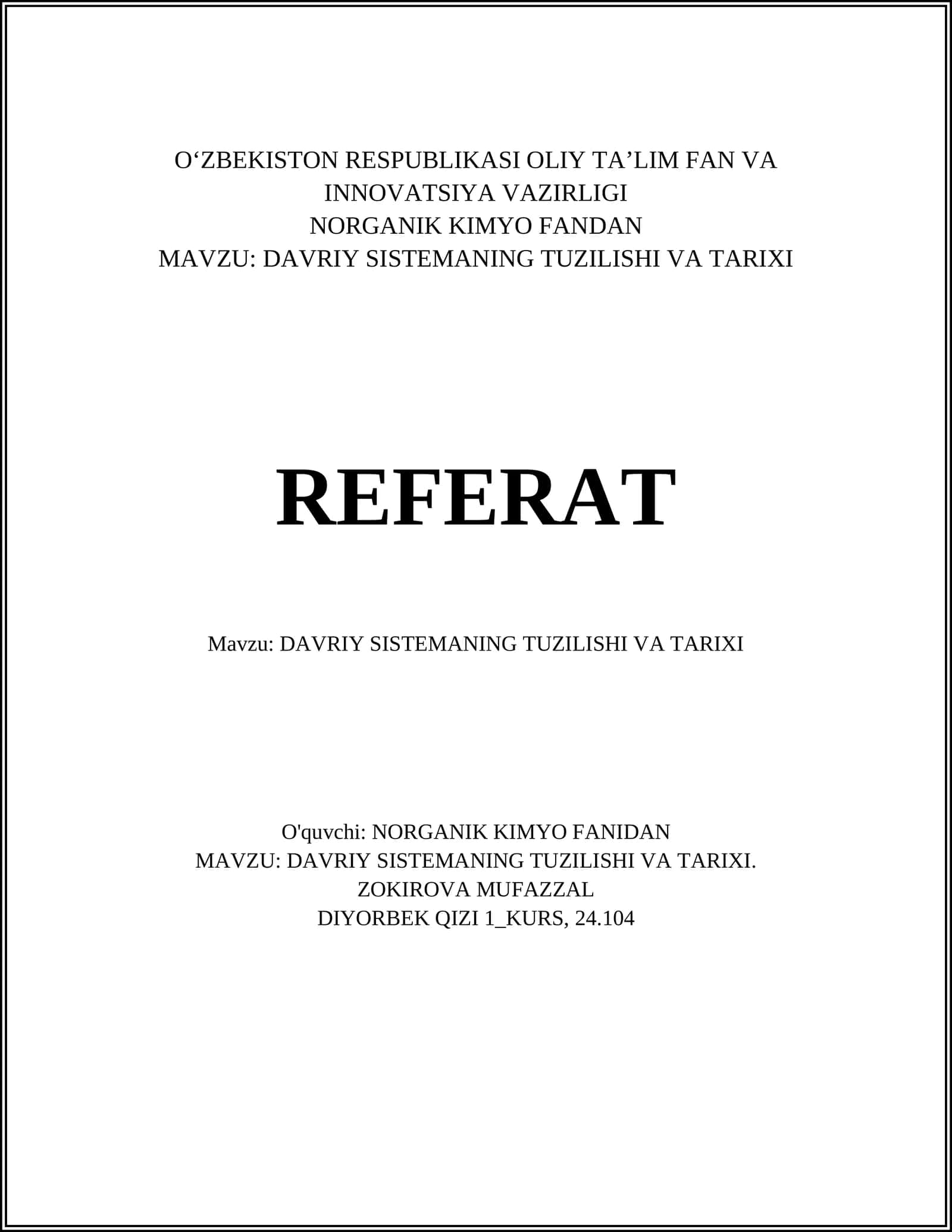 DAVRIY SISTEMANING TUZILISHI VA TARIXI 1
