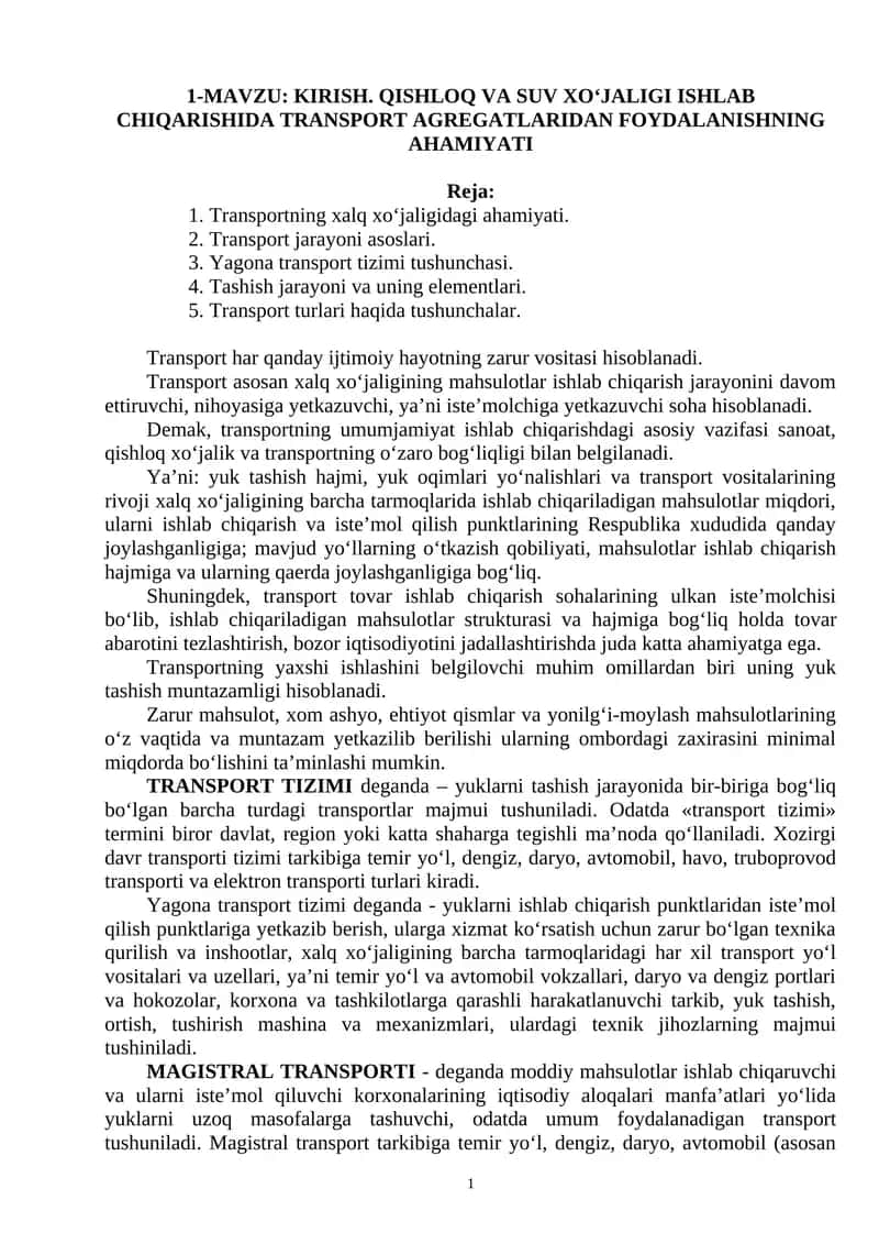 Transport Agregatlari 1