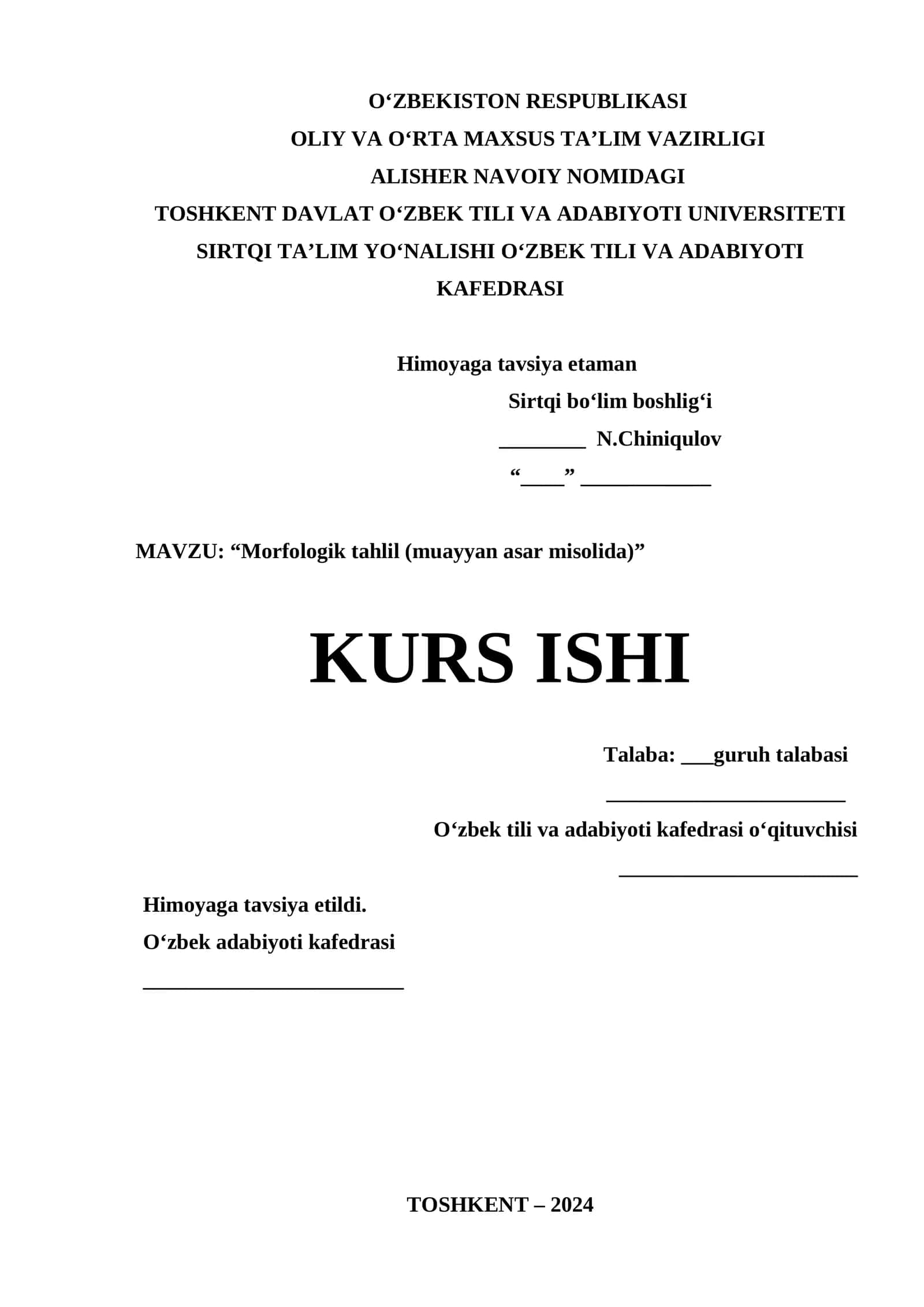 “Morfologik tahlil (muayyan asar misolida)” 1
