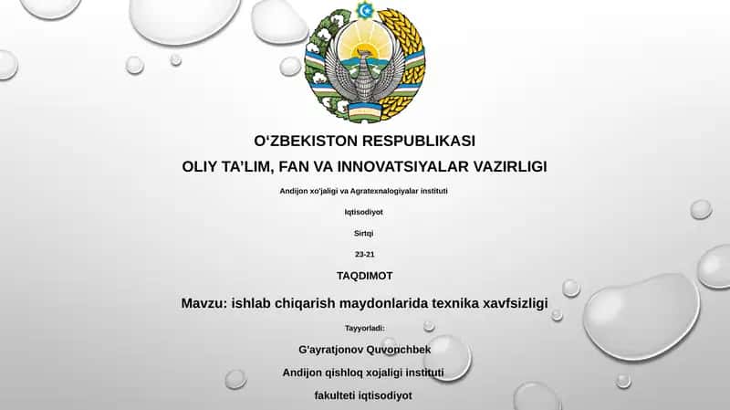 ishlab chiqarish maydonlarida texnika xavfsizligi 1