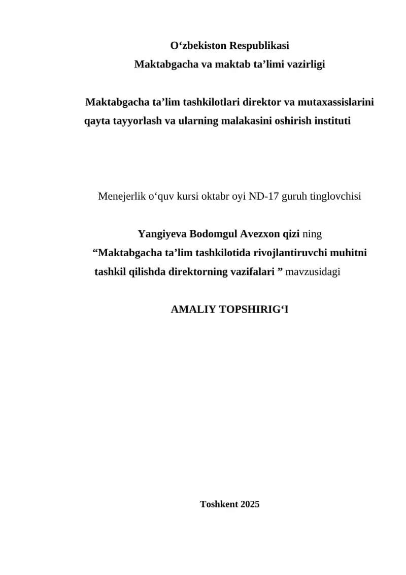 Menejerlik o'quv kursi oktabr oyi ND-17 guruh tinglovchisi 1