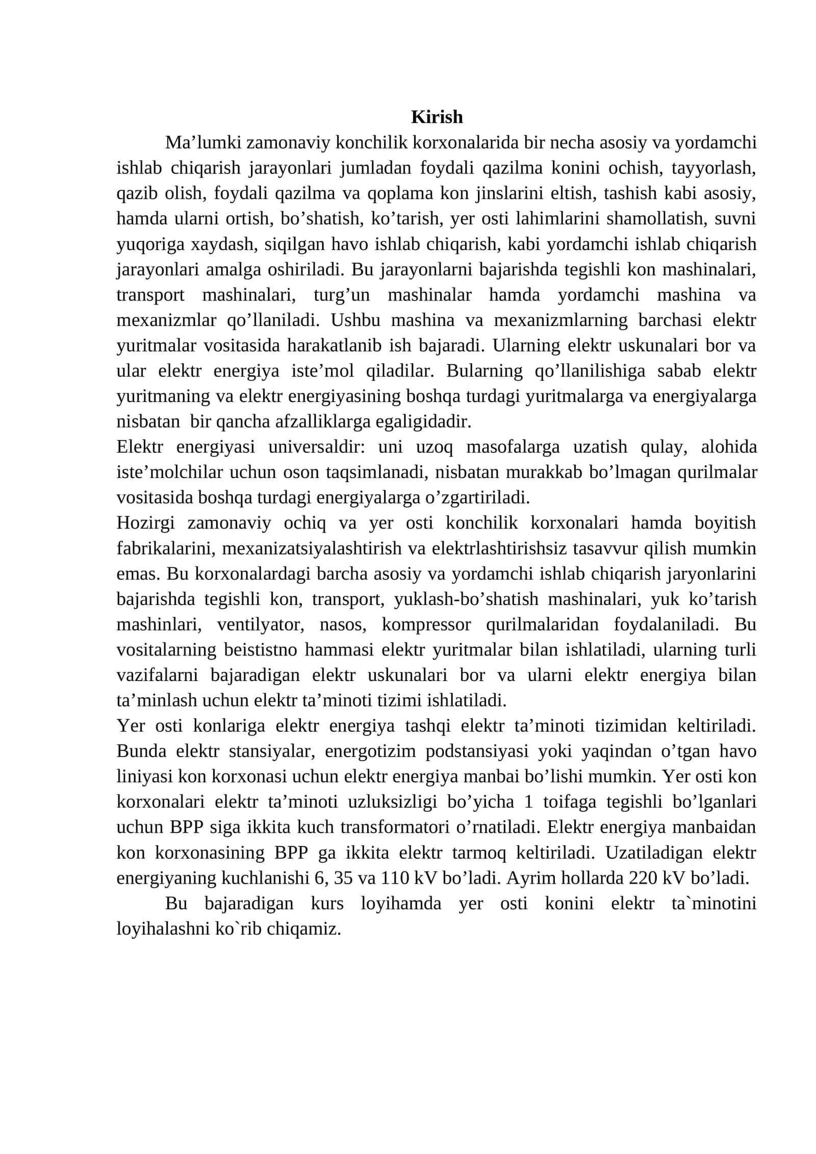 Konchilik korxonalari elektr yuritmalar 1