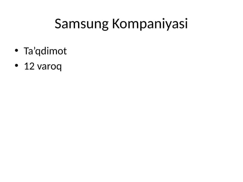 Samsung kompaniyasi 1