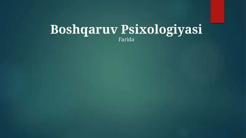 Boshqaruv Psixologiyasi 1