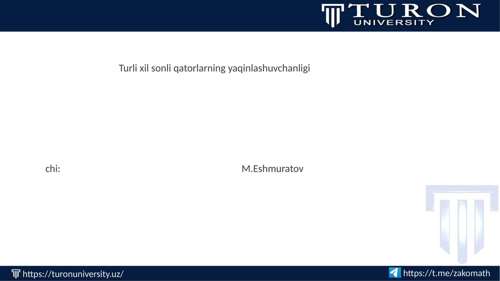 Turli xil sonli qatorlarning yaqinlashuvchanligi 1