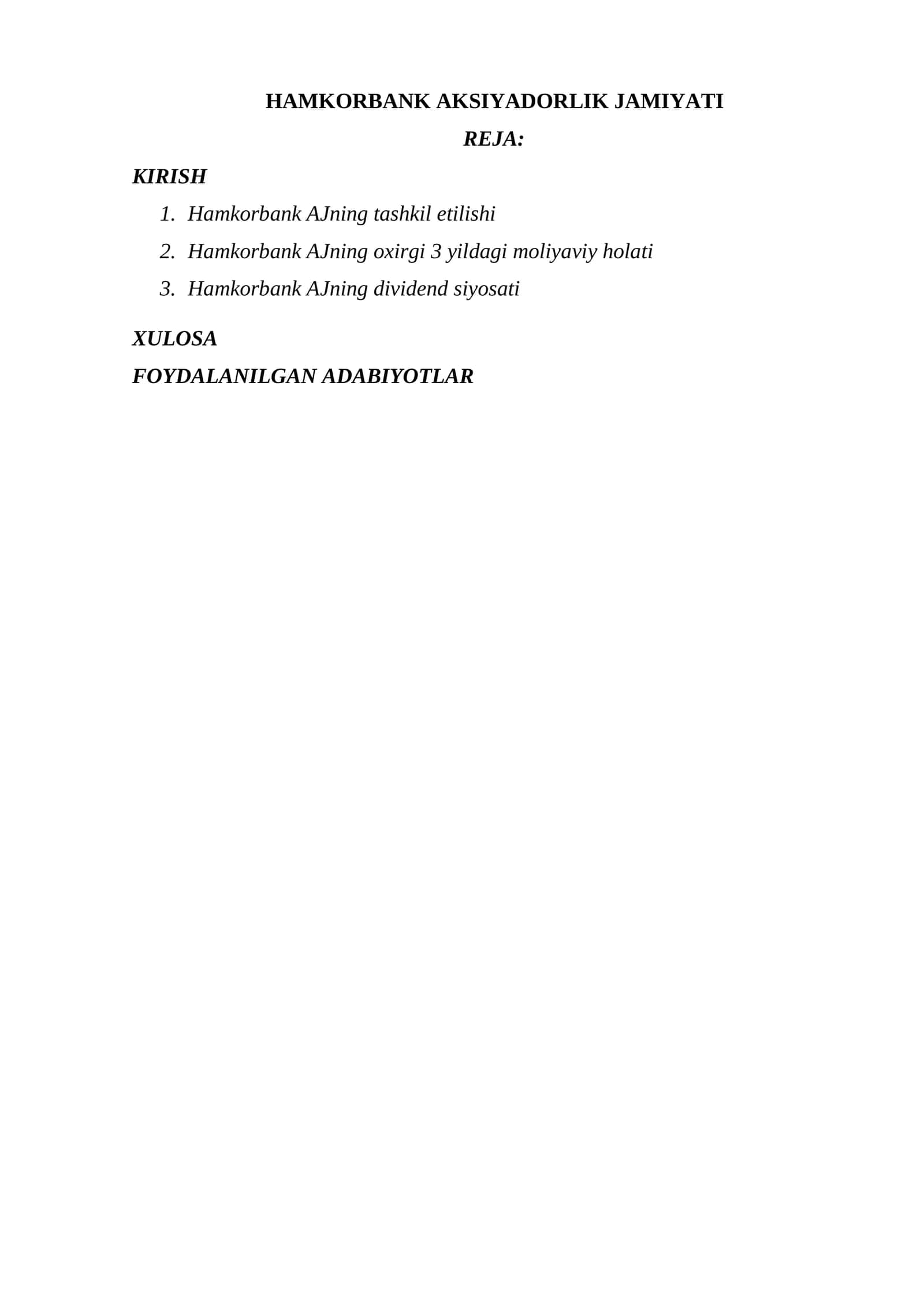 HAMKORBANK AKSIYADORLIK JAMIYATI 1