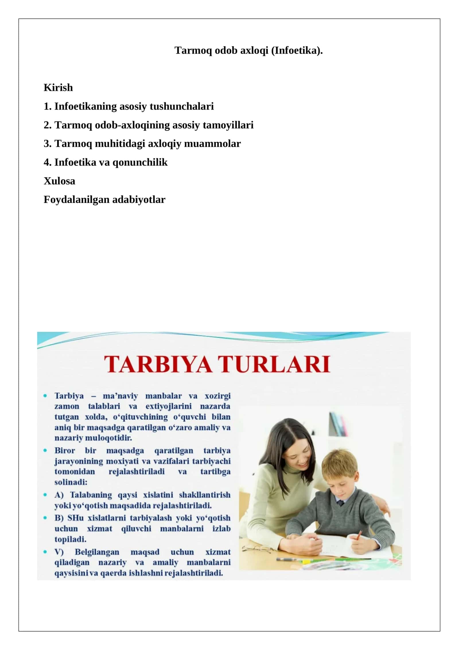Tarmoq odob axloqi (Infoetika) 1