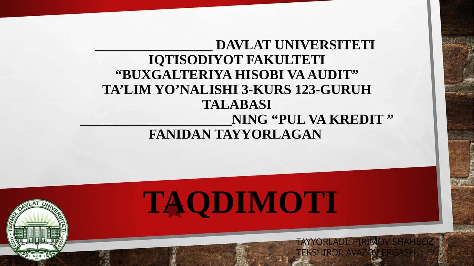 O'zbekiston respublikasi bank tizimi va uning tarkibi 1