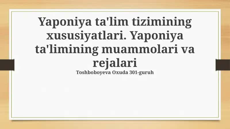 Yaponiya ta'lim tizimi 1