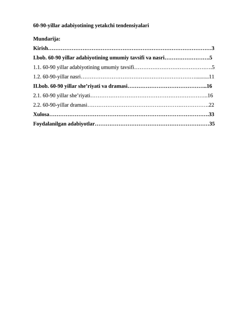 60-90-yillar adabiyotining yetakchi tendensiyalari 1