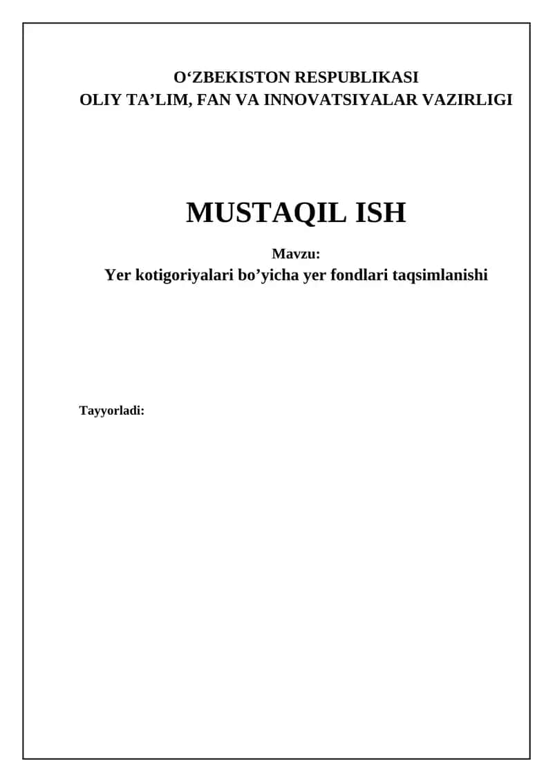 Yer fondlari taqsimlanishi 1