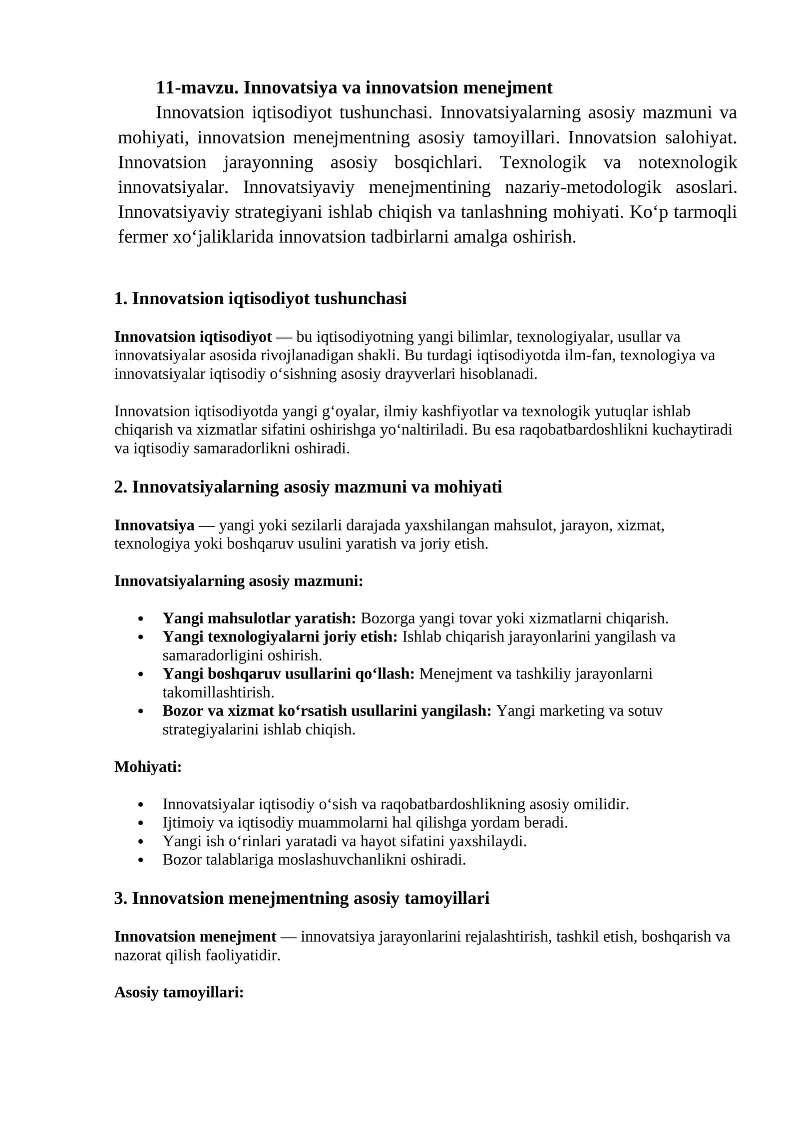 Innovatsiya va innovatsion menejment 1