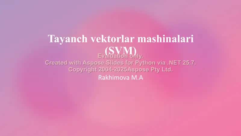 Tayanch vektorlar mashinalari (SVM) 1