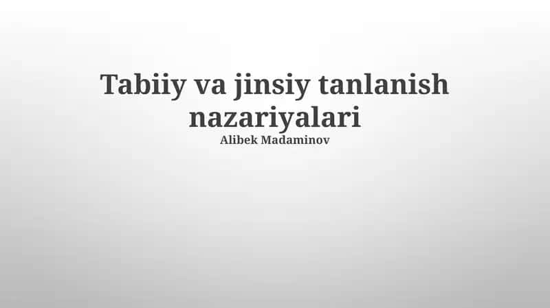 Tabiiy tanlanish amalda 1