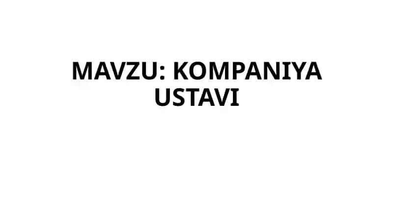 KOMPANIYA USTAVI