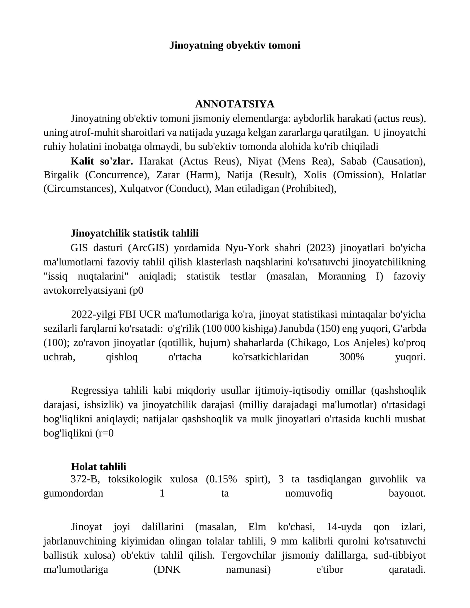 Jinoyatning obyektiv tomoni 1