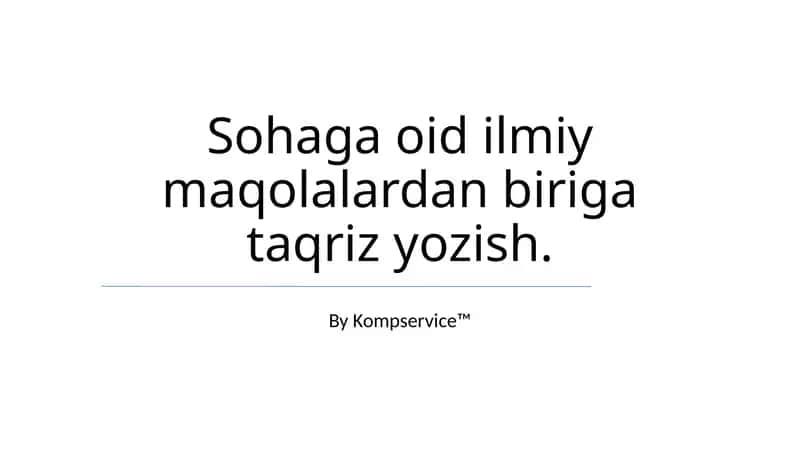 Sohaga oid ilmiy maqolalar 1