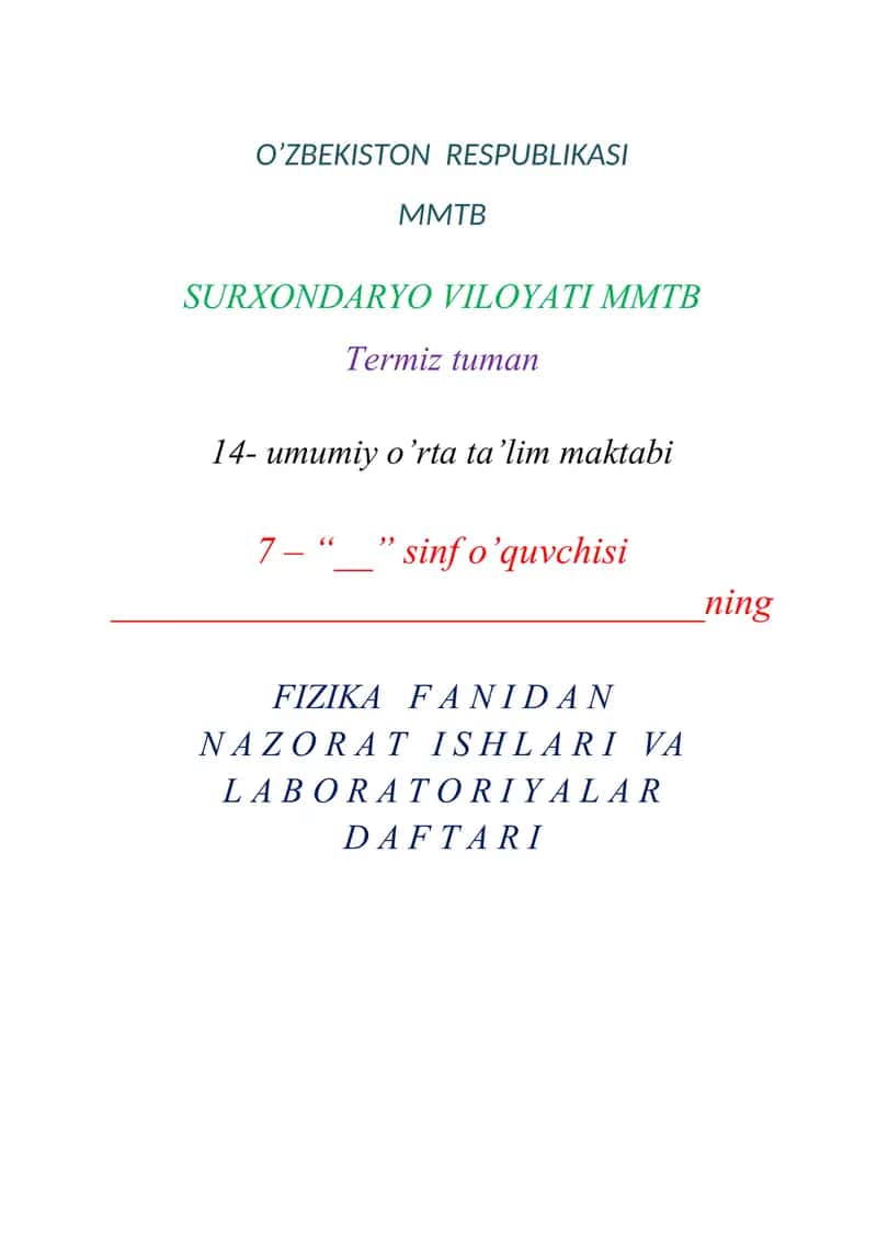 Laboratoriya ishi va nazorat ishi 1