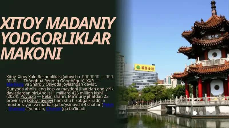 XITOY MADANIY YODGORLIKLAR MAKONI 1