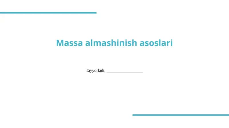 Massa almashinish jarayonlari va mexanizmlari 1