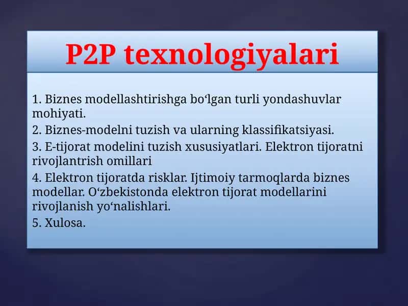 P2P texnologiyalari 1