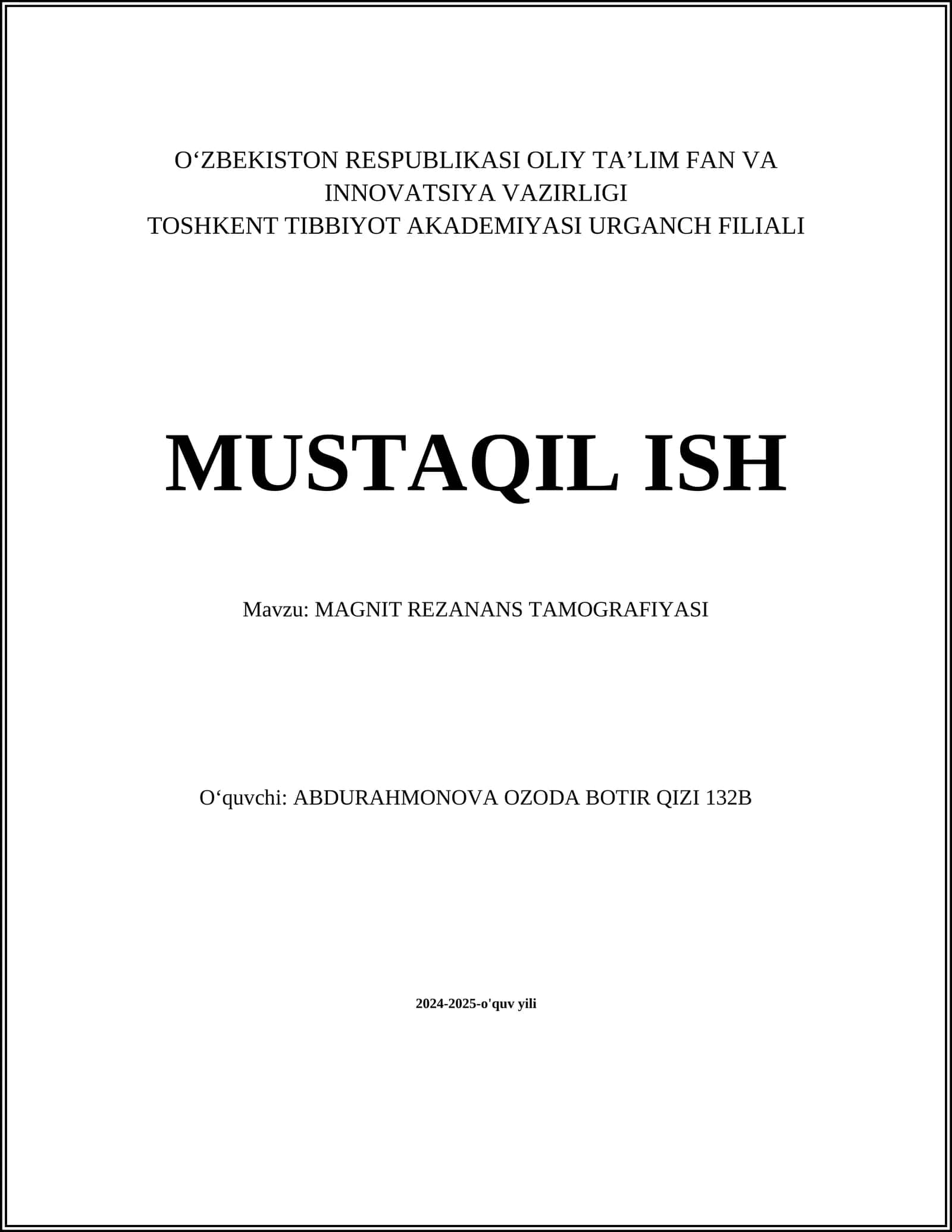 MAGNIT REZANANS TAMOGRAFIYASI 1