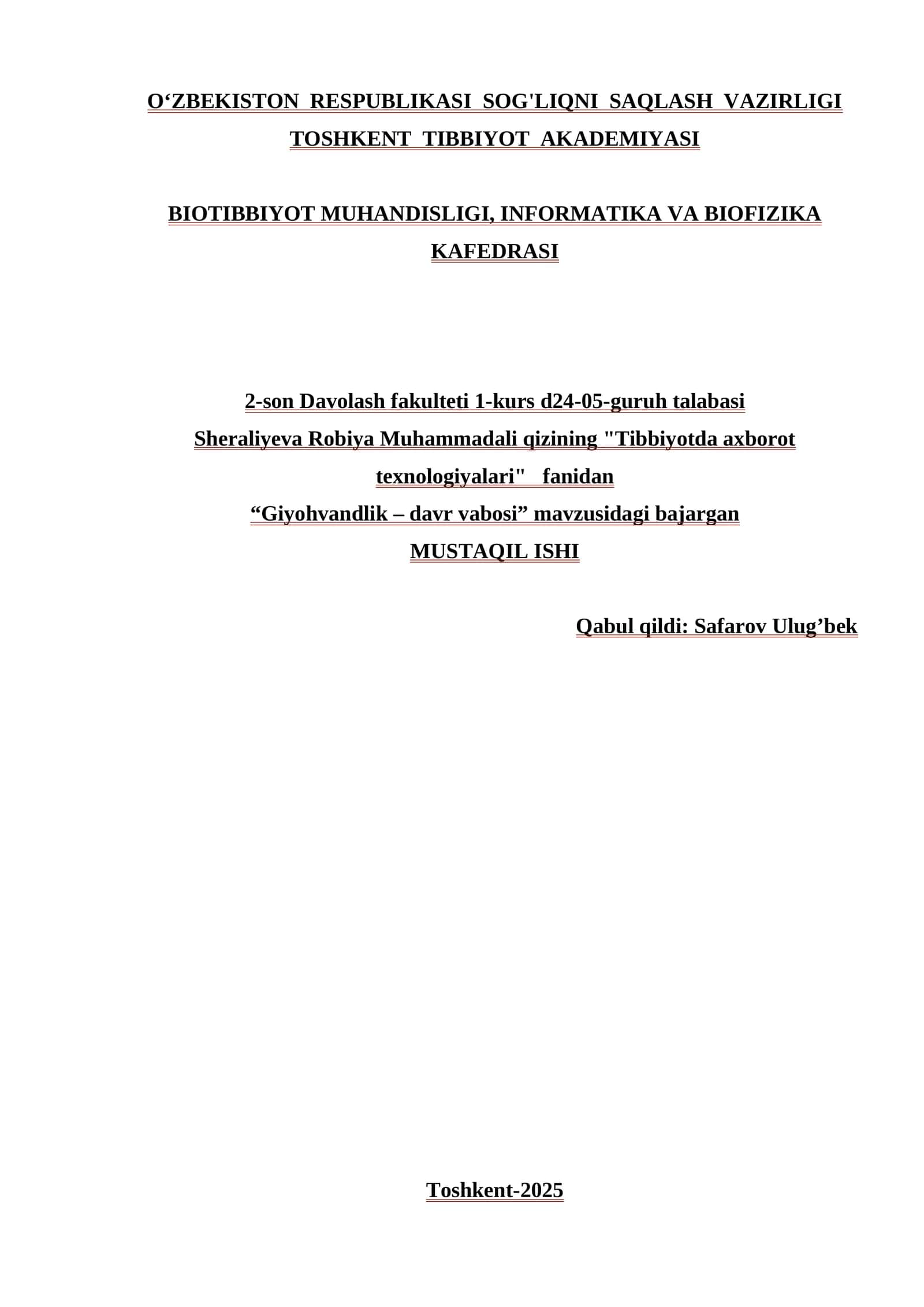 Giyohvandlik – davr vabosi 1
